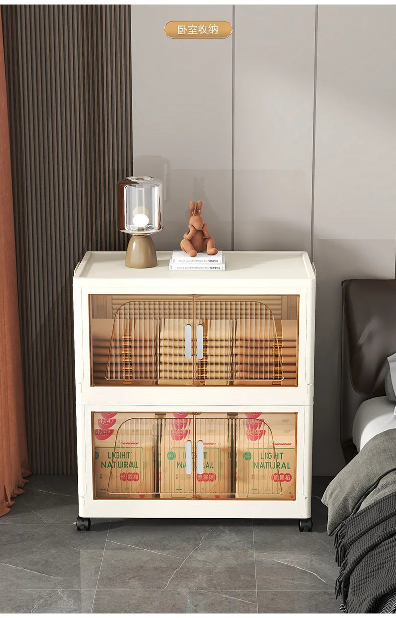 Multifunctional Foldable Storage Cabinet Children's Closet Large Capacity Space Closet Organizer Living Room Sundries Cabinet