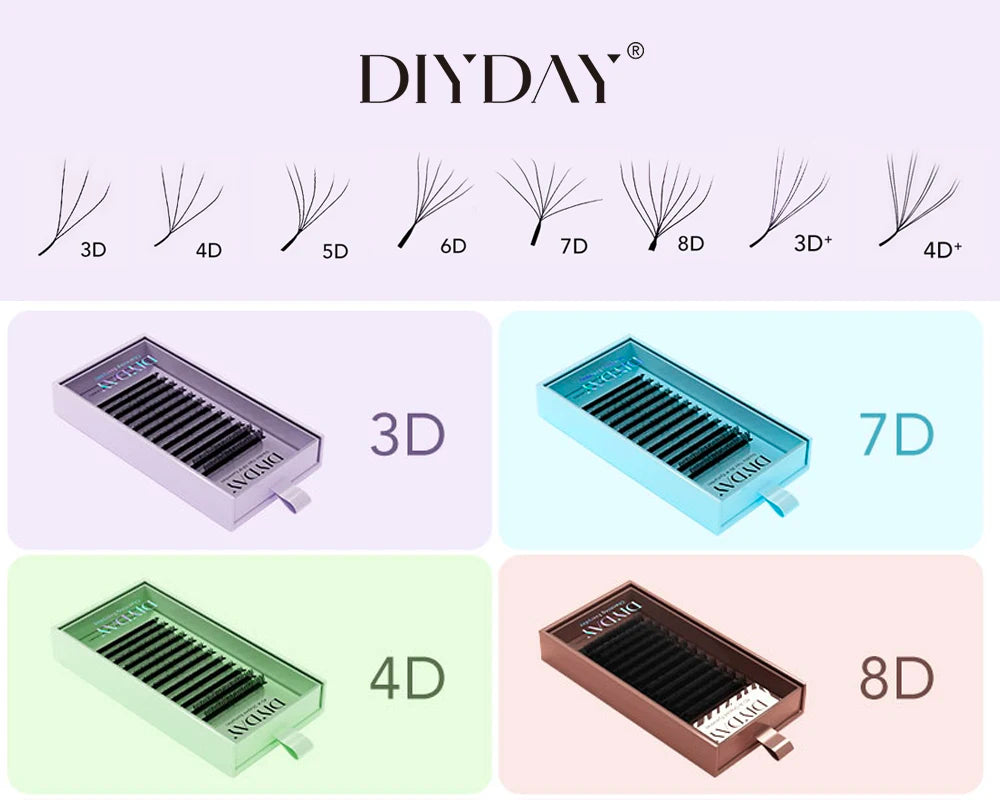 DIYDAY W Shape Eyelash Extension 3d 4d 5d 6d 7d 8d W-Shaped Eyelashes Premade Fans Individual BASF Mink Faux Lashes