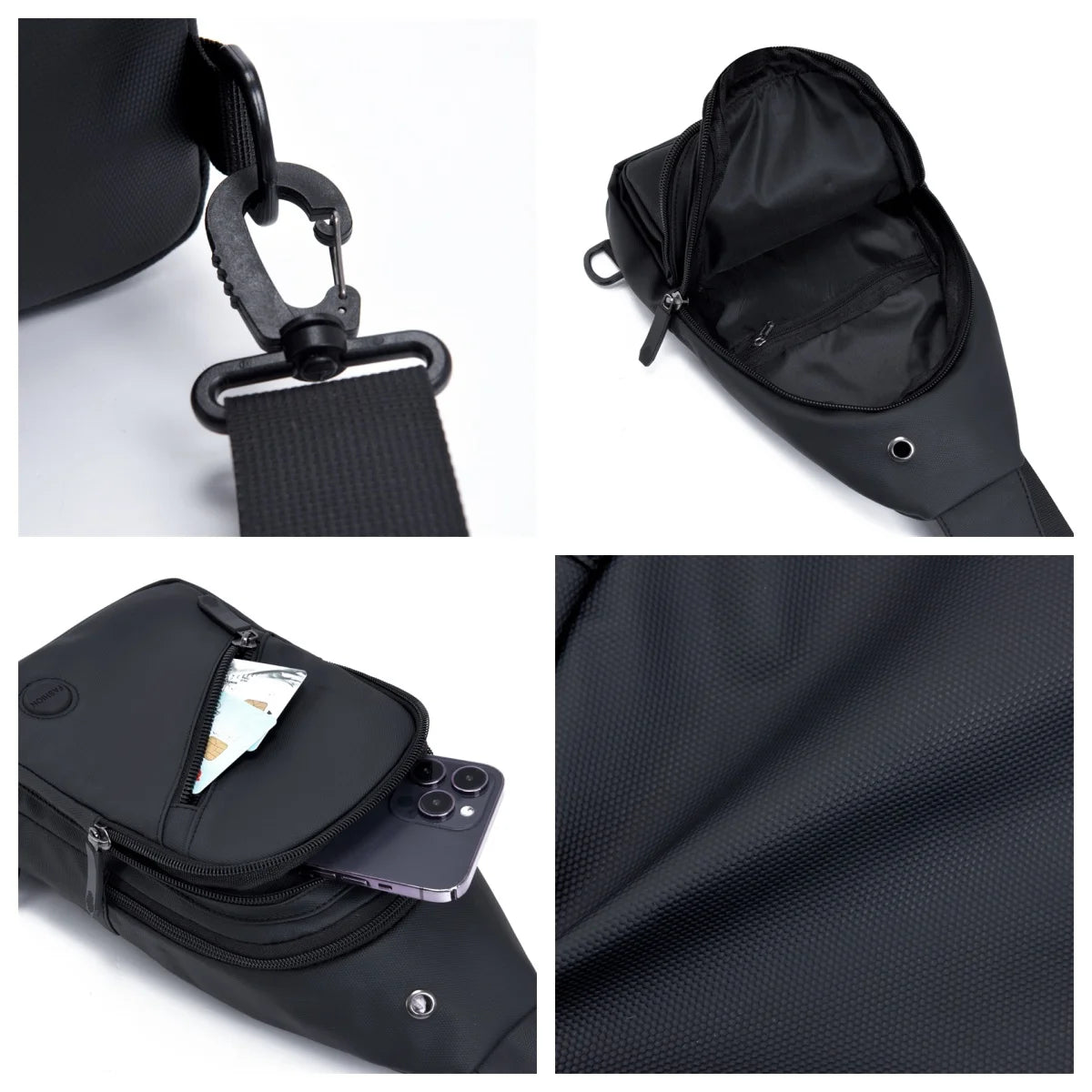 Leisure Leather-Look Fabric Men's Crossbody Bag Lightweight Outdoor Durable Men's Chest Bag Large Capacity Men's Shoulder Bag