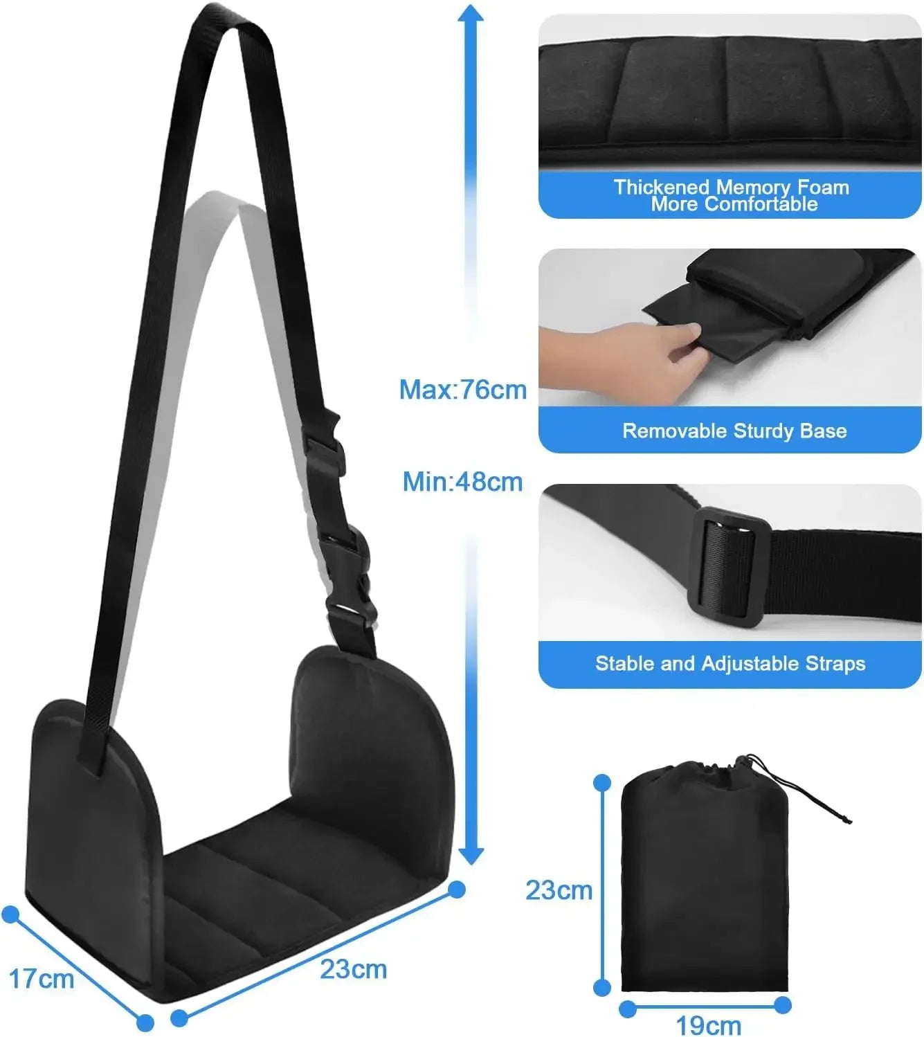 Foot Hammock for Flight, Plane Foot Hammock, Flight Essentials Hammock Support Plates Perfect for Long Travel Foot Leg Rest