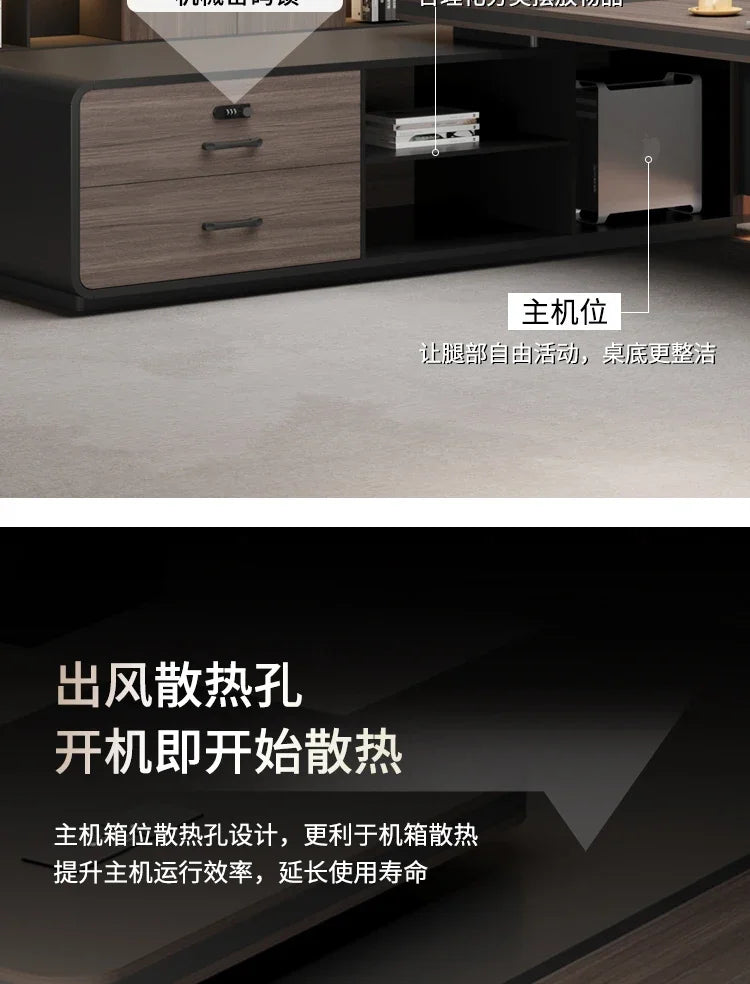 L-shaped luxury chairperson's room manager chair combination simple modern president's desk furniture Executive Office Desk home