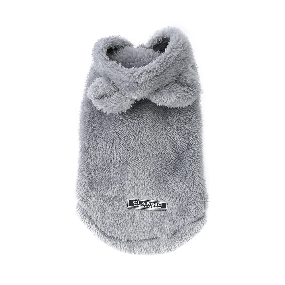 Cozy Pet Clothes Winter Soft Fleece Puppy Sweater For Small Medium Dogs Cats Cute Ear Hooded Jacket Coat Yorkshire Pug Apparel