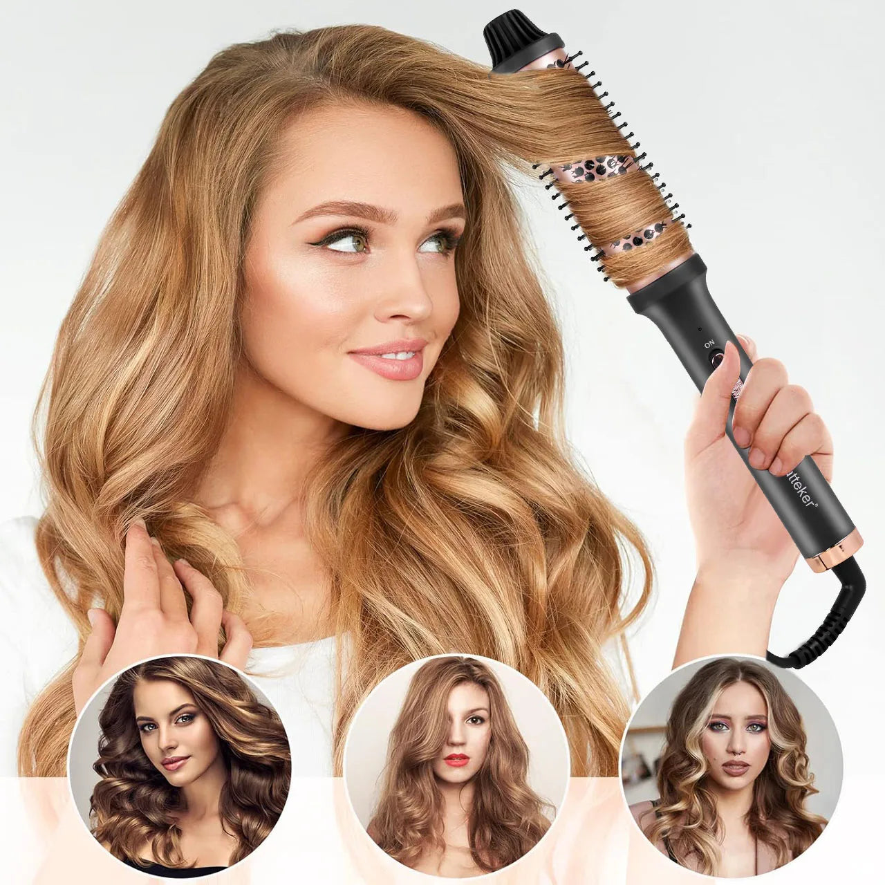 Hatteker Home Use Electric Curling Comb Long Short Hair Styling Brush Heat Resistant Hairdressing Tool Inner Buckle Curl