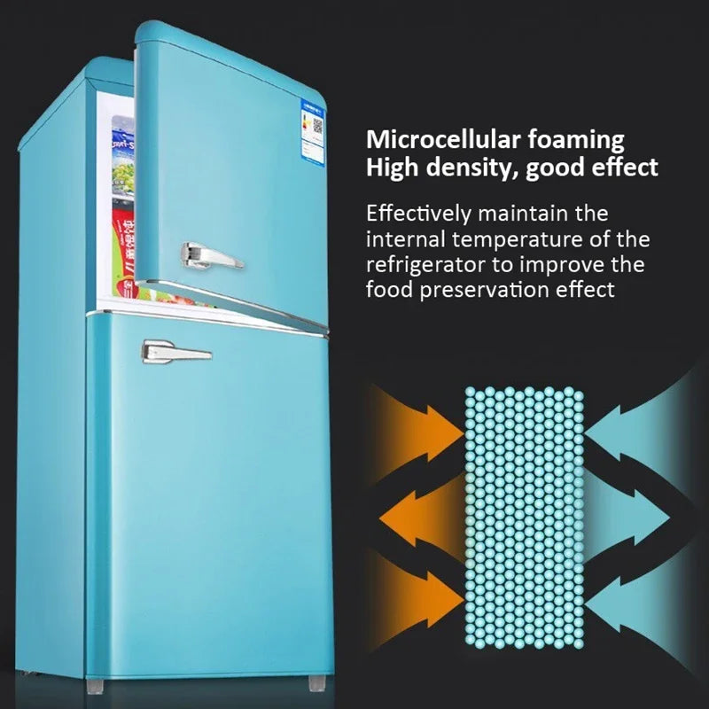 Double Door Refrigeration Freezing Mini Small Medium Silent Energy-saving Retro Refrigerators with Handle for Office Home Hotel