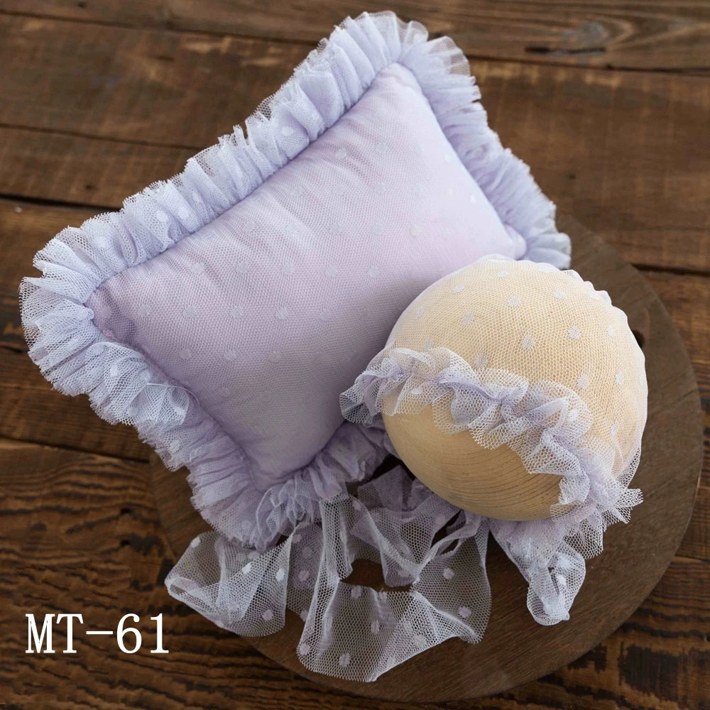 Newborn Photography Props Lace Hat+Pillow 2pcs/Set Baby Posing Props Up Pillows Studio 0-1 Month Infant Photoshoot Accessories