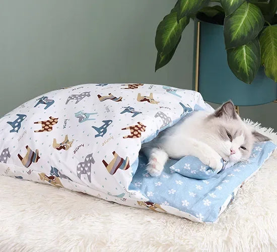 Kawaii Removable Cats Bed House Home Supplies Products for Adult Cats Large Pet Dog Bed Cat's House Cave Comfortable  Food Cute