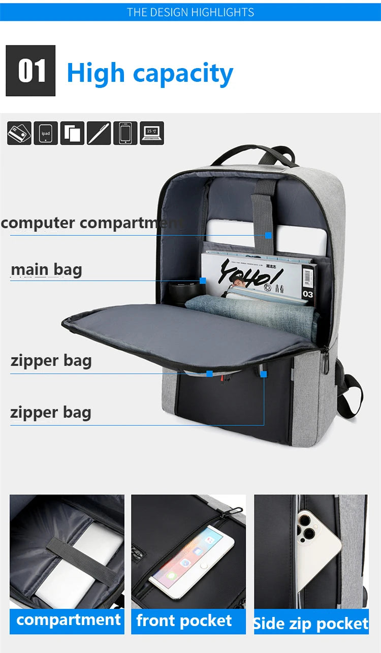 Waterproof Business Backpack Men USB School Backpacks 15.6 Inch Laptop Backpack Large Capacity Bagpacks for Men Back Pack Bags