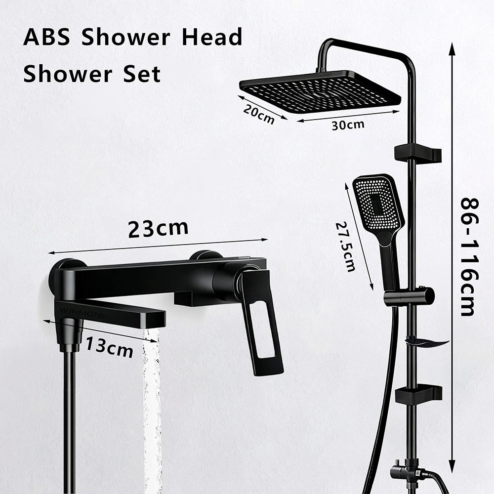 High Quality Solid Brass Bathroom Bathtub Shower Faucet Set Wall Mounted Rainfall Mixer Water Tap Black Split Shower System Kits