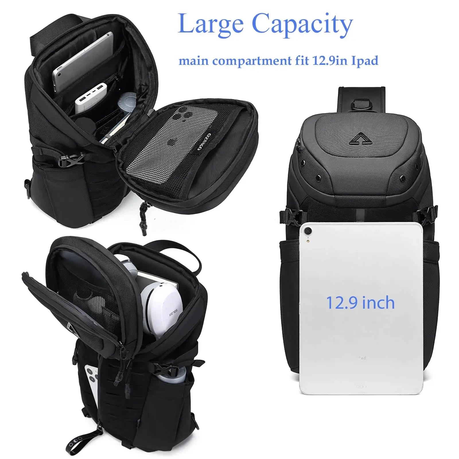 Anti Theft Sling Bag Shoulder Crossbody Backpack Waterproof Chest Bag with USB Charging Port Lightweight Casual Daypack