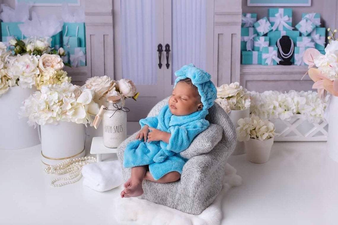 Newborn Photography Props Baby Hooded Robe With Belt Bathrobe Bath Towel Cucumber Set Outfit Baby Costume Photo Accessories