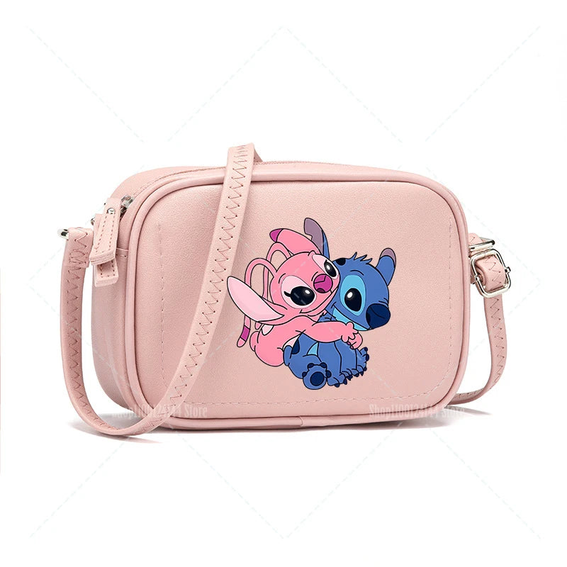 Lilo & Stitch Women Crossbody Zipper Mobile Phone Shoulder Bag Female Handbag Cartoon Multifunction Small Bag Lady Purse Gift
