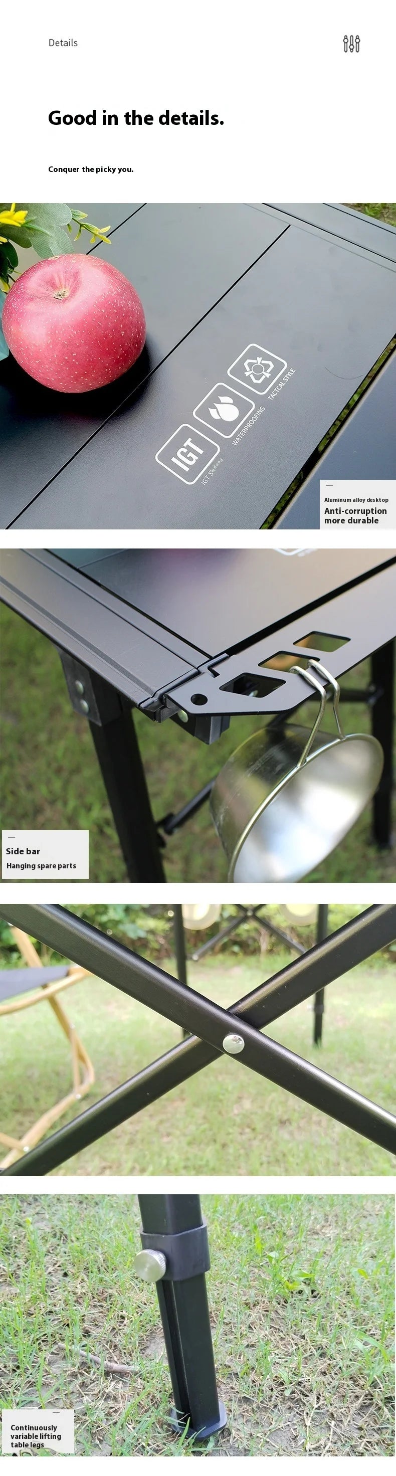 Folding IGT table 5 Unit Lightweight table Backpack roll table Expand adjustable leg desk Desktop burner bbq table