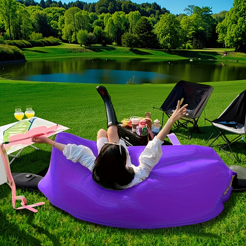 Inflatable Sofa Bed Portable Foldable Soft Comfortable Quick Inflation for Indoor Outdoor Camping Beach Lounging Holiday Gift