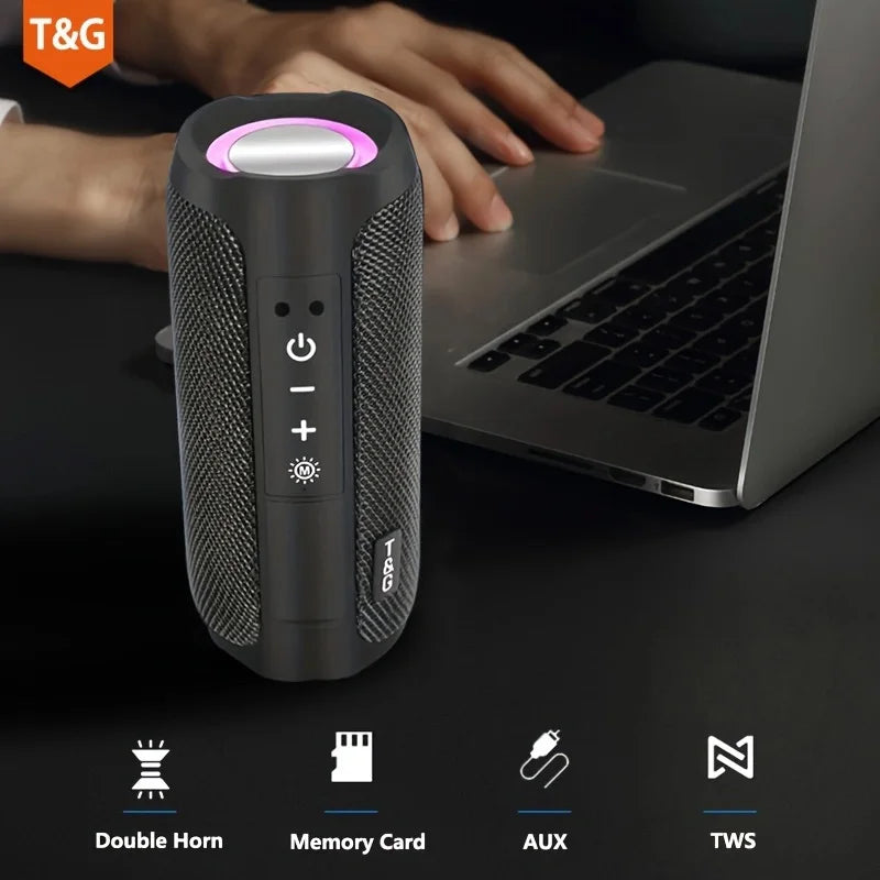 TG227 Waterpro With Lamp Outdoor Portable Upright Wireless Compatible Speaker Music Player Support USB/ TF/ FM Radio Music Party
