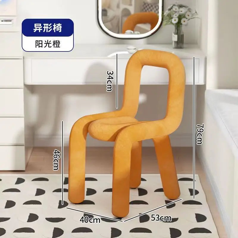 Nordic Style Creative Curved Chair, Plush Upholstered Kids/Accent Living Room Furniture