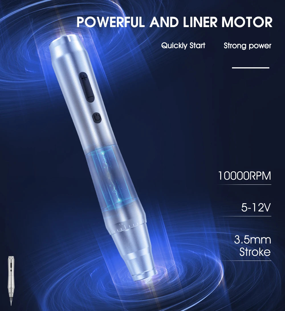 New Wireless Tattoo Machine Rotary Tattoo Pen Original German Motor Power Battery 1200mAh Fast Charge Stroke 3.5mm