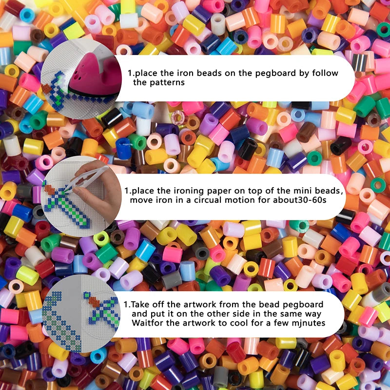 15 Colors 5mm /2.6mm Set Melting Beads Pixel Art Puzzle Hama Beads Diy 3D Puzzles Handmade Gift Fuse Beads Kit Iron Beads Toy
