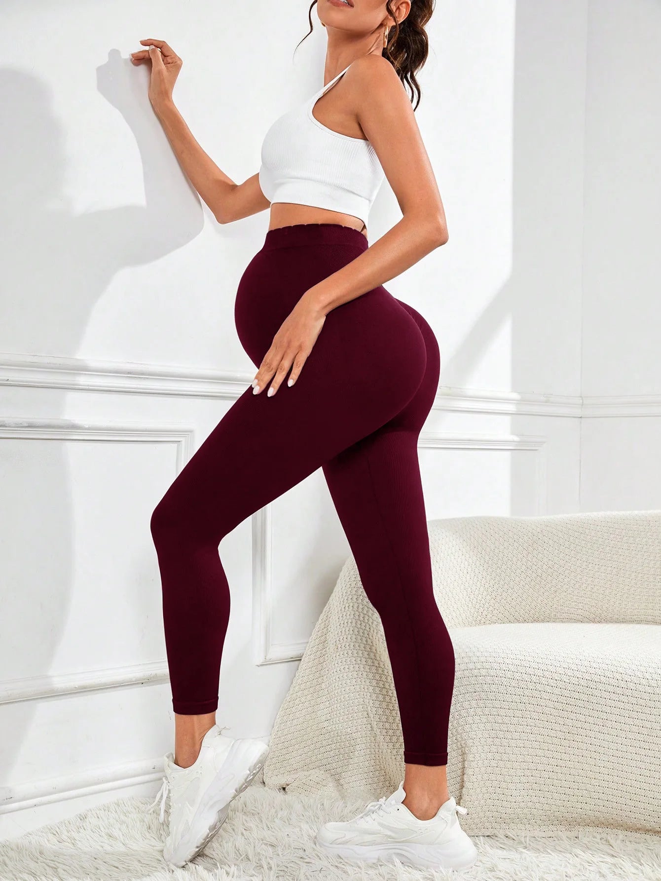 High Waist pregnancy Leggings Maternity clothes for pregnant women Belly Support Knitted Leggins Body  Trousers
