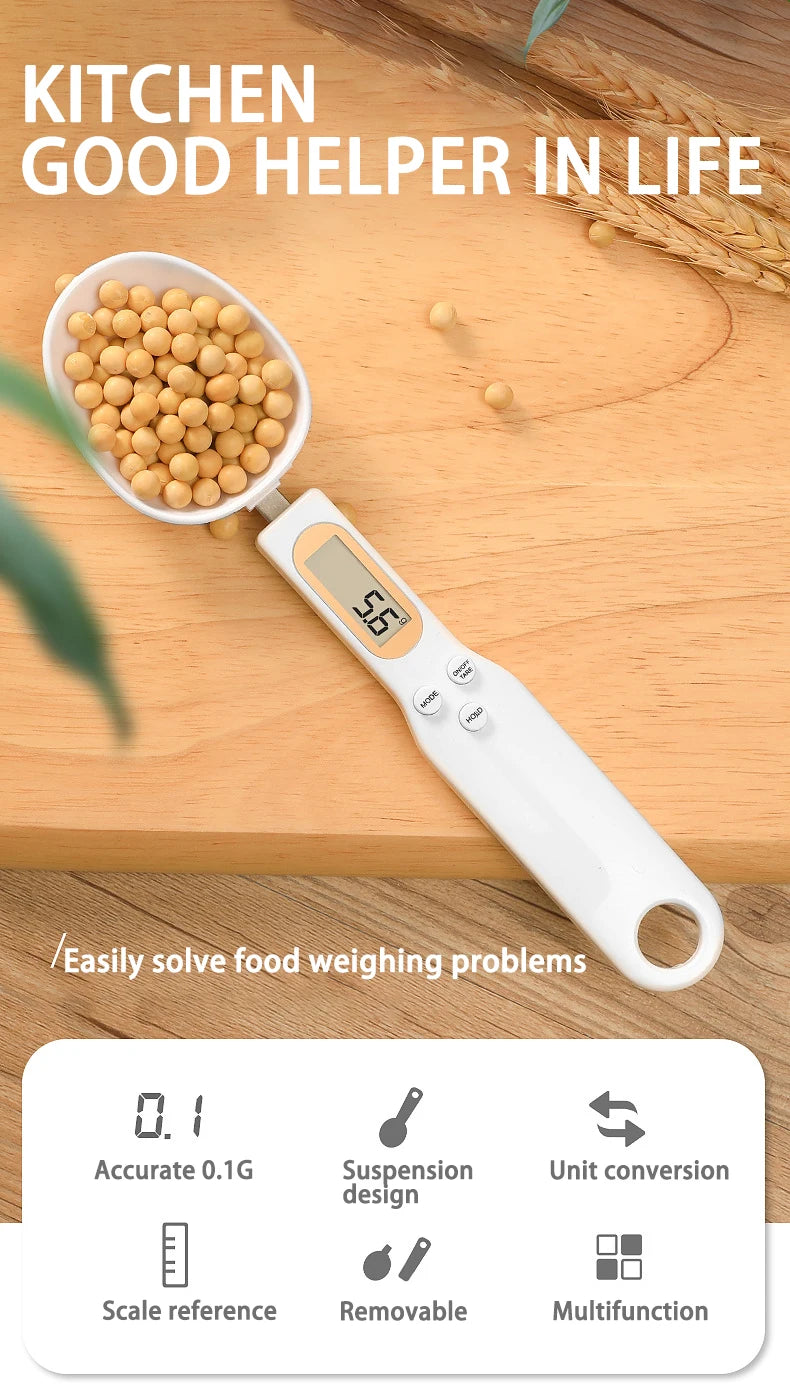 LCD Digital Measurement Adjustable Weighing Spoon Kitchen Scale Electronic Measuring Spoon Coffee Powder Scale Baking Scale
