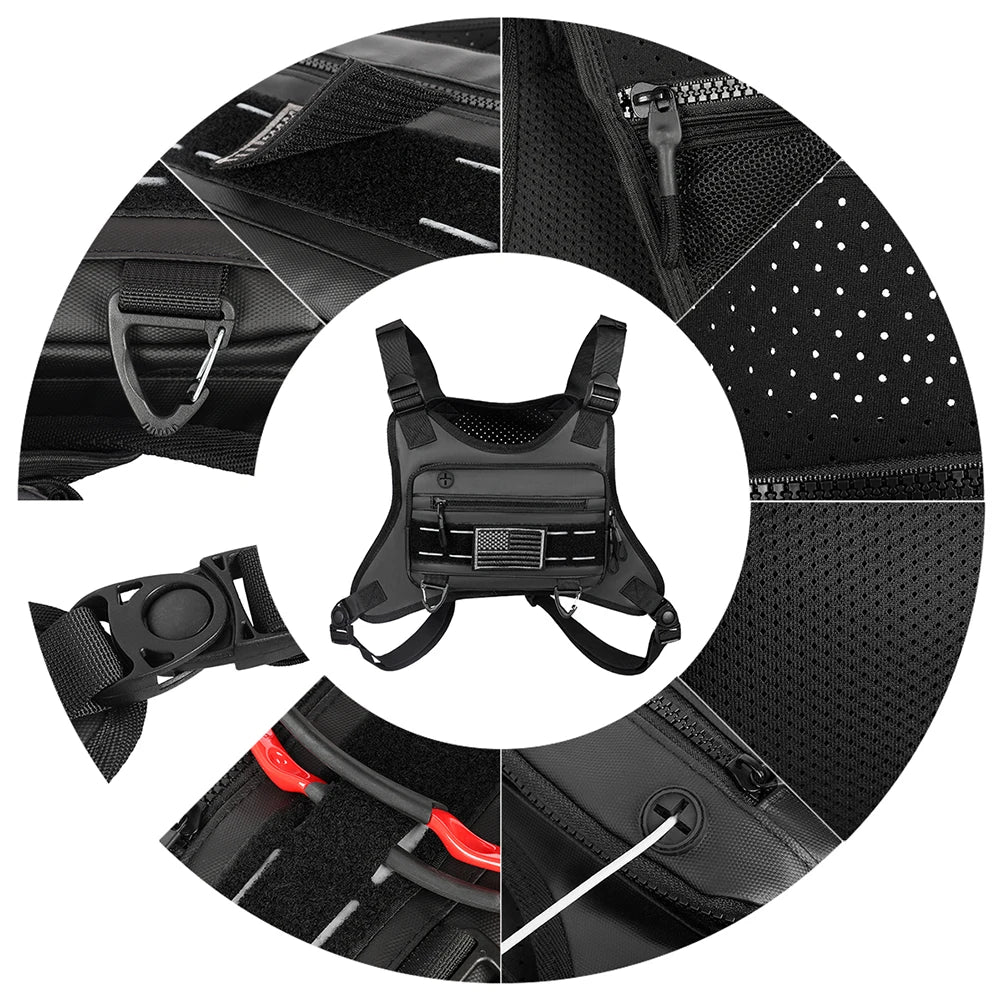 Sports Chest Bag Lightweight Front Chest Pack Running Vest Bag With Pocket Phone Holder Large Capacity Waterproof Tactical Vest