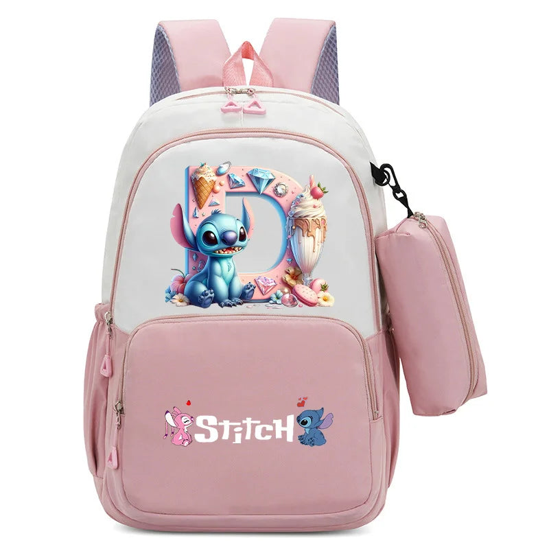Stitch Disney Girls Schoolbag with Pencil Bags Women Travel Bag New Backpacks for Student Children Large Capacity Bookbag Gifts
