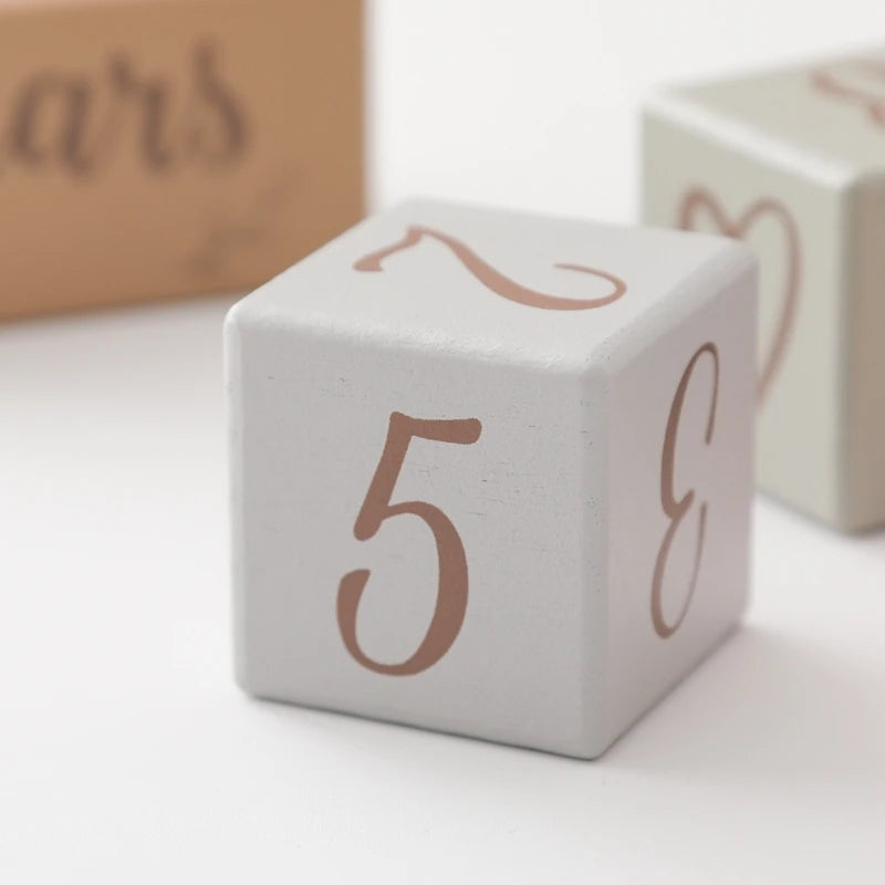7pcs/set Wooden Baby Month Milestone Digit Record Card Newborn Birthday Gift Souvenir Baby Photo Photography Accessorie With Box