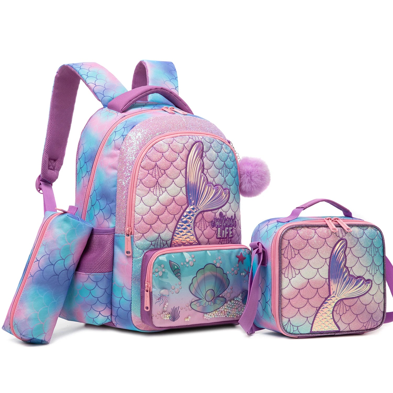 kids backpacks with Lunch Bag for girls 3pcs girls bookbag and Lunch Box Set for Elementary Middle School