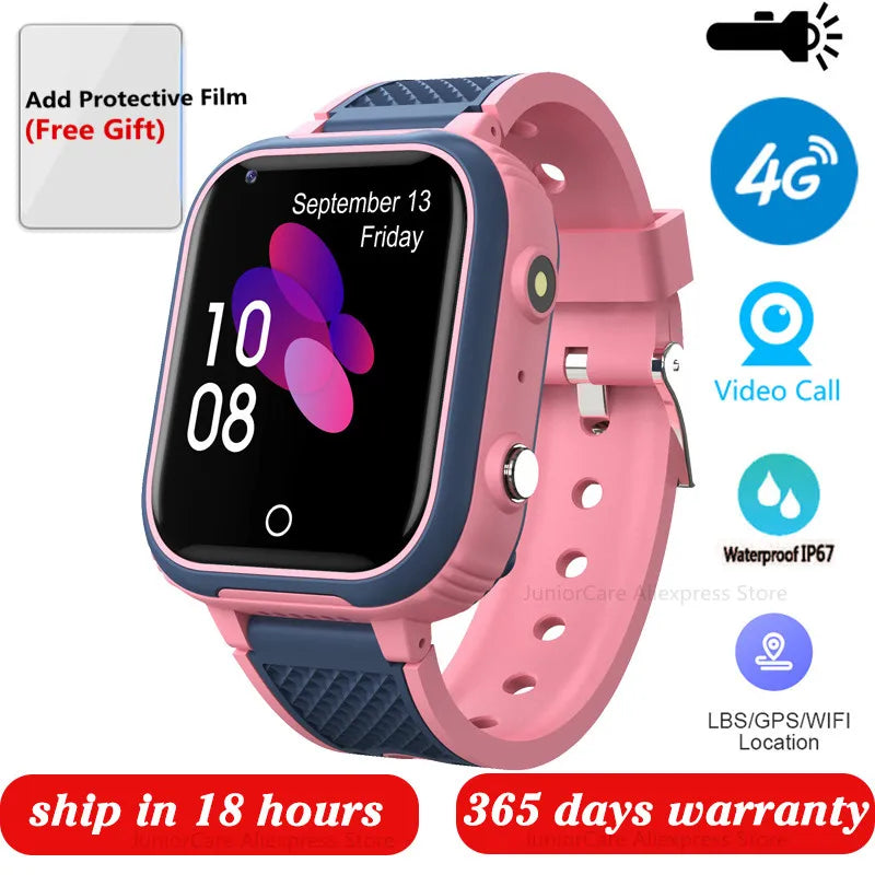 Kids 4G Smart Watch LT21 4GB GPS WIFI Video Call IP67 Waterproof Child Smartwatch Camera Monitor Tracker Location Phone Watch