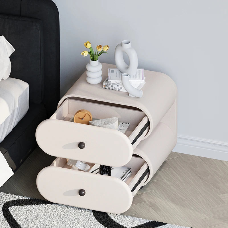 Cream Style Bedside Tables Creative Trendy Space Saving Nightstands Modern Luxury Aesthetic Mesitas De Noche Bedroom Furniture
