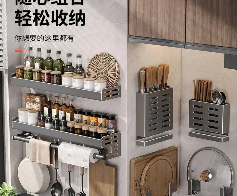 New Kitchen Storage Rack Seasoning Rack Wall-Mounted Condiment Multi-Functional Household kitchen organizer Storage Rack
