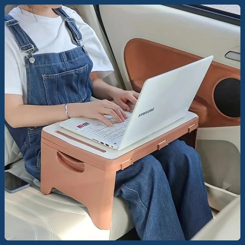 Folding Lap Desk with Storage Dividers - Sturdy Laptop Tray & Serving Desk, Portable Bed Table with Organizer Compartments