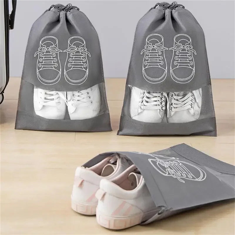 5/10pcs Shoes Storage Bag Closet Organizer Non Woven Travel Portable Bag Waterproof Pocket Clothing Classified Draw Hanging Bag