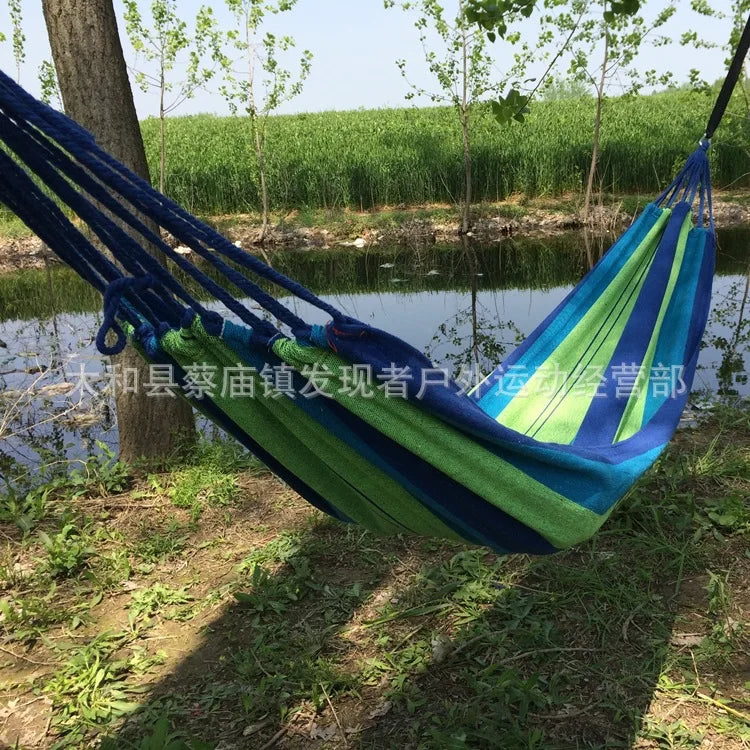 Canvas Single Hammock Outdoor Camping Indoor Children's Swing Thickened Striped Hammock