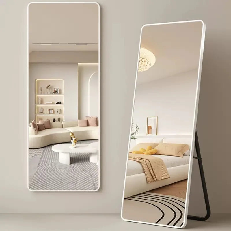 Full Length Tempered Glass Dressing Mirror for Girls, HD Wall Mounted or Floor Standing, Antiexplosion, Home Bedroom