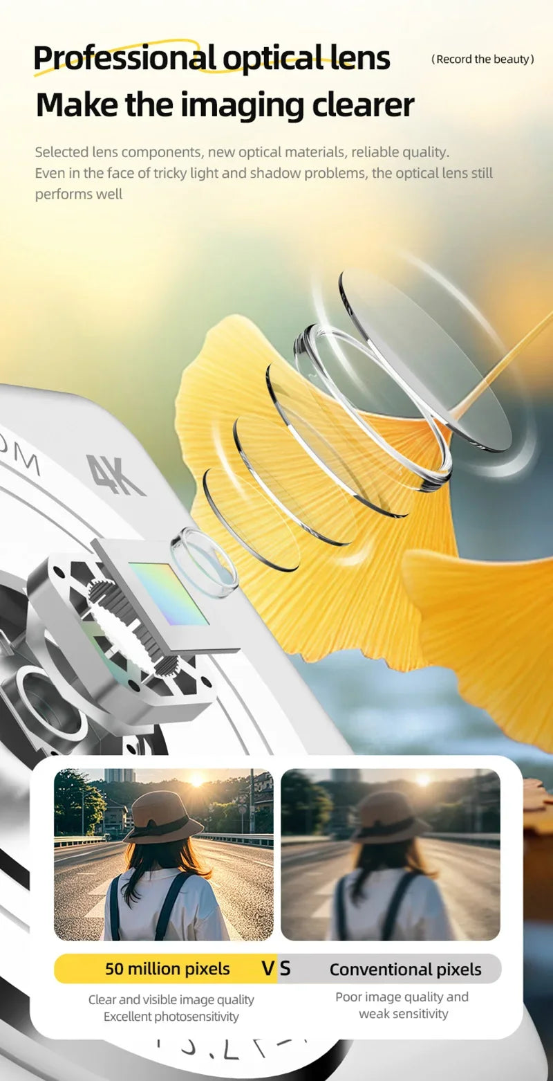 Xiaomi 4k Digital Camera Retro CCD Portable Camera 50 Million Pixels Auto Focus Entry-level Camera Dual Camera Flash Student CCD