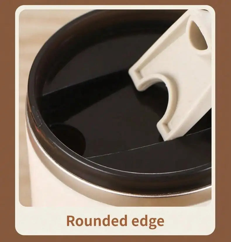 450ML Thermos Mug 304 Stainless Steel Double Wall Insulated Milk Coffee Cup With Handle & Lid Leak-proof Drinking Cup Drinkware