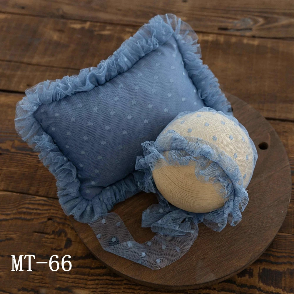 Newborn Photography Props Lace Hat+Pillow 2pcs/Set Baby Posing Props Up Pillows Studio 0-1 Month Infant Photoshoot Accessories