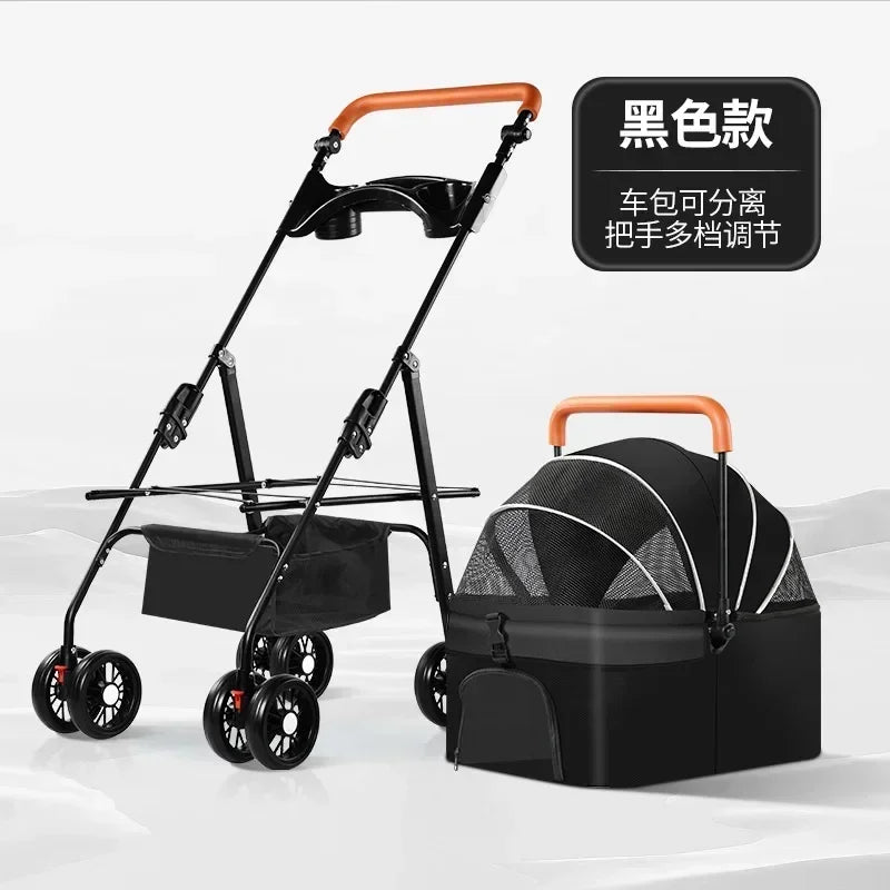 Pet Stroller Dog Cat Large and Small Dog Out Pet Cart Outdoor Travel Lightweight Foldable Cat Supplies