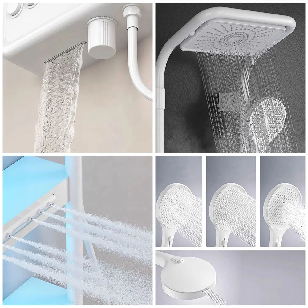 Luxury Smart Bathroom Fuacet Shower System LED Digital Display Thermostatic Mixer Shower Panel SPA Massage Back Spray Shower Set