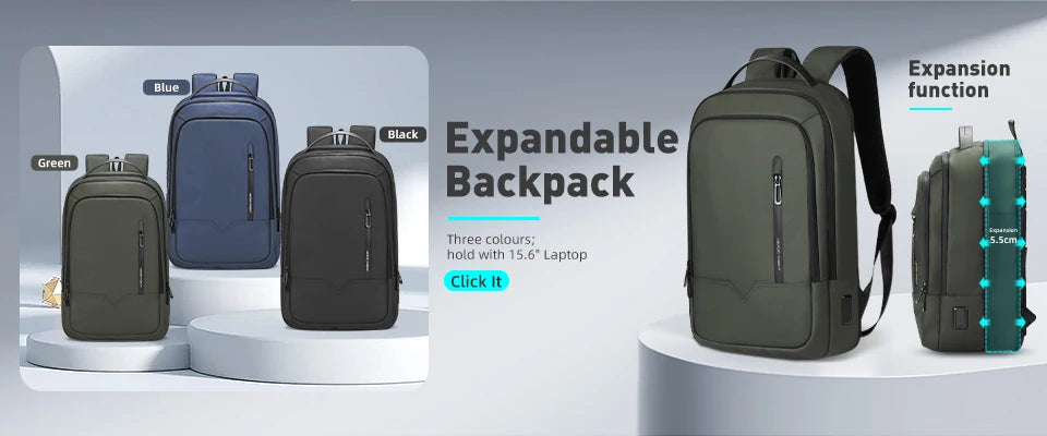 HK Slim Backpack For Men 15.6 Inch Laptop Bags Waterproof Minimalist Business Backpack With USB Charging Casual Travel Work Bag