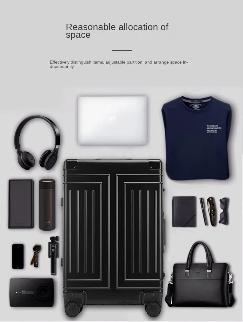 20/24/26/28 Inch Aluminum Suitcase Alloy Trolley Case 30 inch Large Capacity Rolling Luggage Travel Suitcase with Wheels