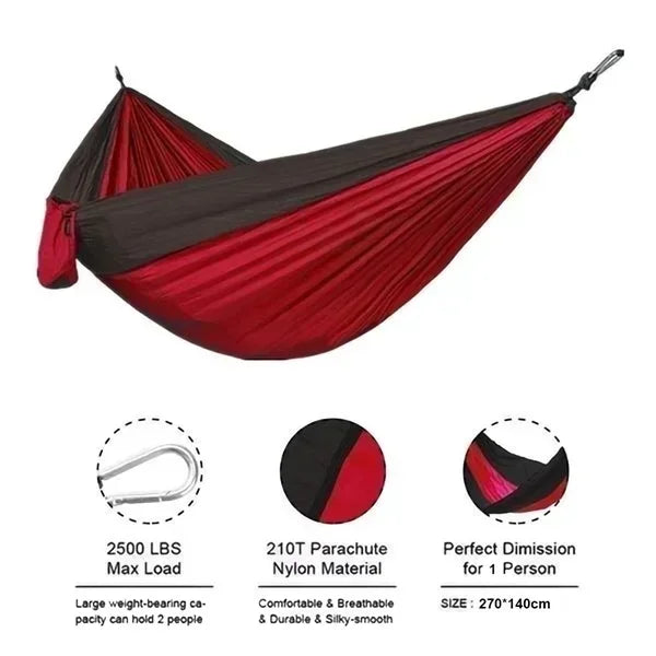 Hammock Outdoor Anti-rollover Parachute Fabric Nylon Double Swing Outdoor Camping Hammock Dormitory Picnic Outdoor