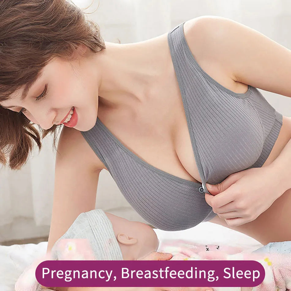 Pregnant Women Vest Style Wide Shoulder Straps Comfortable Soft and Convenient Breastfeeding Bras Women Cotton High Elastic Bra