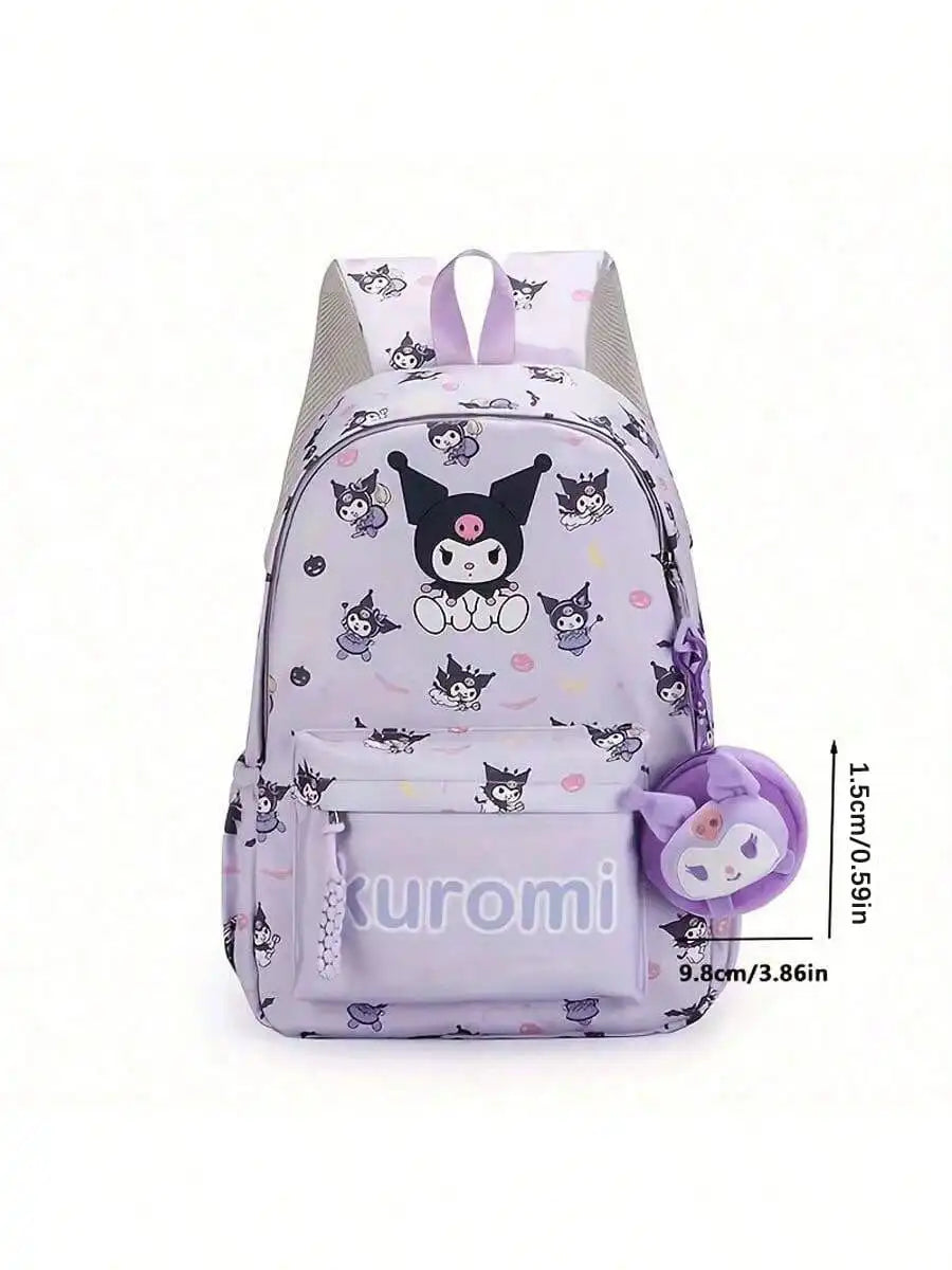 Sanrio Backpack, Kawaii Stylish  Bag, Women's Colorblock Rucksack, Large Capacity Foldable Outdoors Daypack