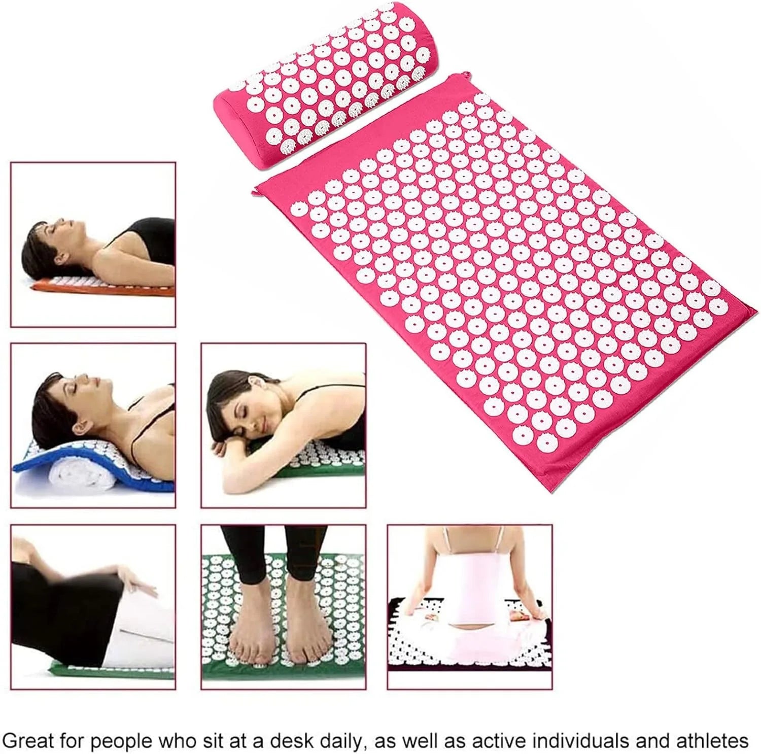 Acupressure Mat Massage Acupuncture Mat and Pillow Set  with Spike Points for Neck, Back and Stress Relief