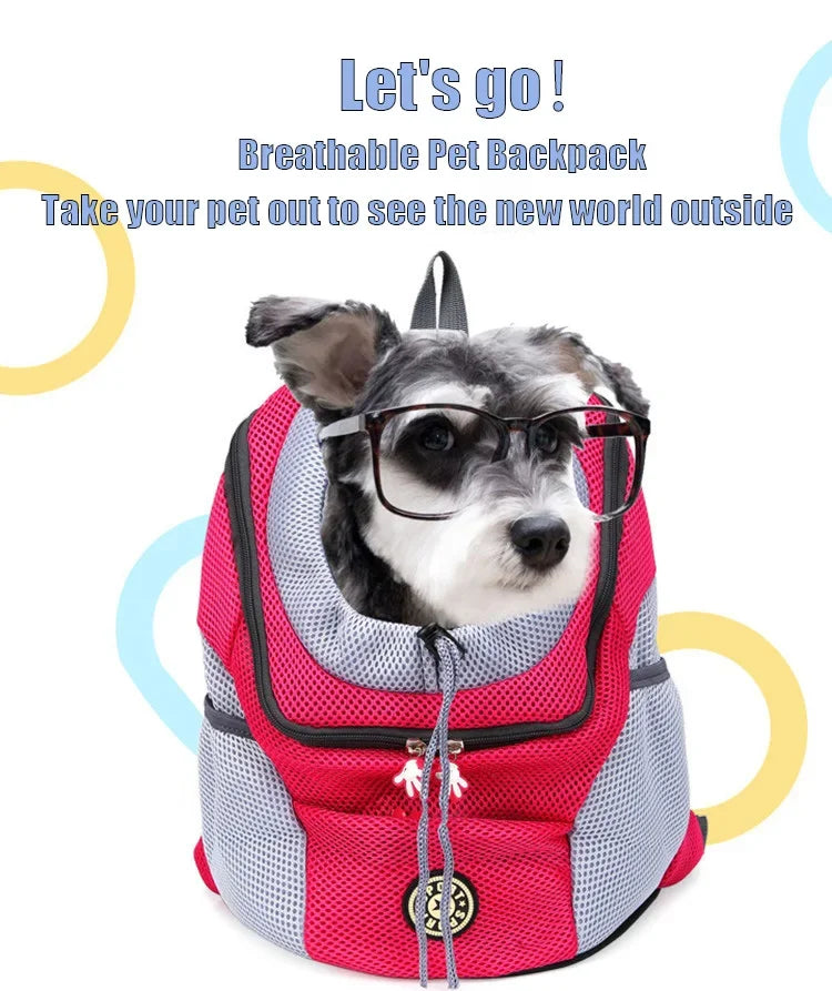 New Double Shoulder Portable Travel Backpack Outdoor Pet Dog Carrier Bag Pet Dog Front Bag Mesh Backpack