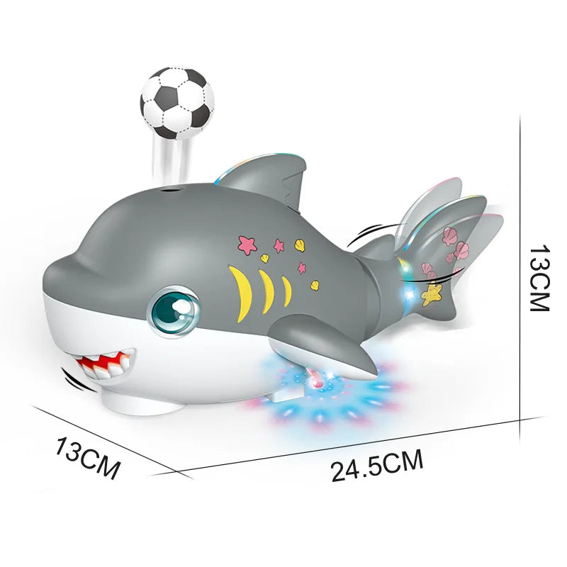 Electronic Pet Fish Children Shark Toy with Lights Music Crawling Toy Suspended Balloon Blowing Toys for Kid Birthday Xmas Gifts