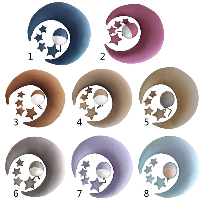 ❤️Newborn Photography Props Accessories Posing Crescent Pillow+Stars+Hat 6Pcs/Set Studio Baby Photo Decoration Moon Fotografia