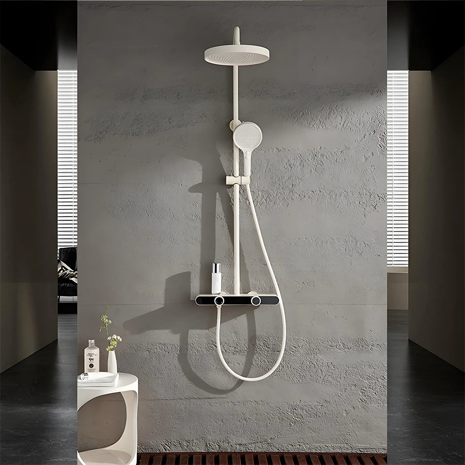 VGX Gold Shower System Set Bathroom Shower Faucet Set 3-way Rainfall Shower Set Shower Mixer Crane with Hand Shower Set White