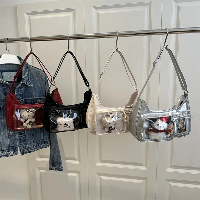 Y2k Harajuku Shoulder Bag Women Korean Transparent Ita Bag School Crossbody Bag Female Japanese Designer Preppy Handbag Purse